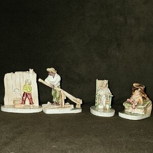 4 VINTAGE 1940's Sebastian Miniatures MCM Figurine Twain Finn Sculpture Decor